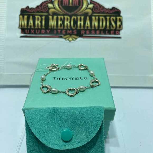 Tiffany and Co. Silver 925 bracelet with pearls and hearts size 17 cm or 6.5 in. - Picture 5 of 8